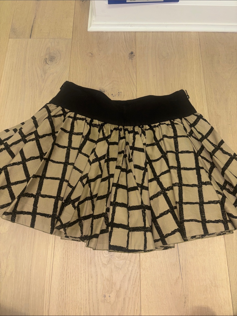rag & bone Tan and Black Grid Circle Skirt